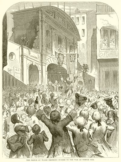 Prinsen av Wales dricker Success to the War på Temple Bar av English School