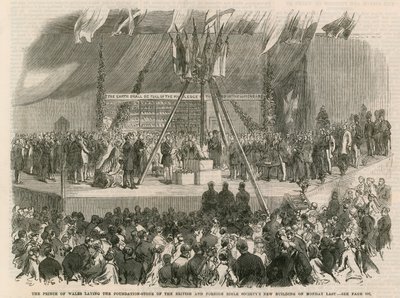 Prinsen av Wales lägger grundstenen till British and Foreign Bible Societys nya byggnader av English School