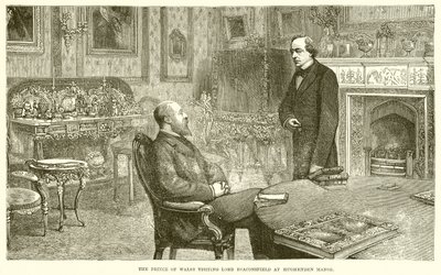 Prinsen av Wales besöker Lord Beaconsfield på Hughenden Manor av English School