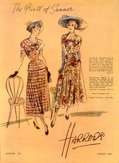 The Prints of Summer, från Harrods Ltd juni 1948 av English School