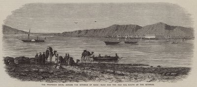 Den föreslagna kanalen över Sueznäset, Suez och Röda havet, söder om näset (gravyr) av English School