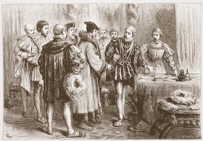De protestantiska prinsarna undertecknar sin bekännelse, illustration från The History of Protestantism av James Aitken Wylie (1808-1890), pub. 1878 av English School