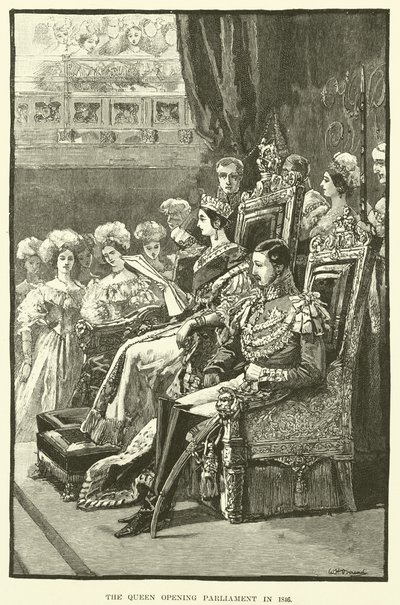 Drottningen öppnar parlamentet 1846 (gravyr) av English School