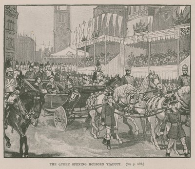 Drottningen öppnar Holborn Viaduct, London av English School