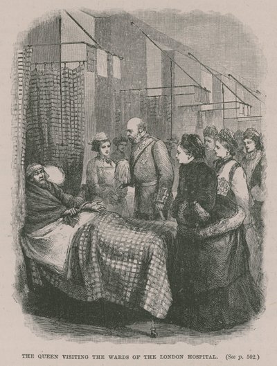 Drottningen besöker avdelningarna på London Hospital av English School