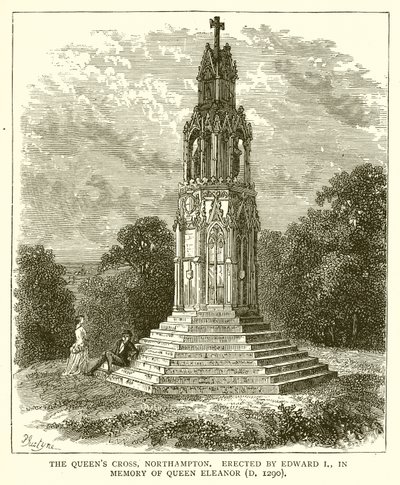 Queens Cross, Northampton. Uppförd av Edward I, till minne av drottning Eleanor (D. 1290) av English School