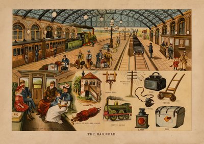 The Railroad (färglitografi) av English School