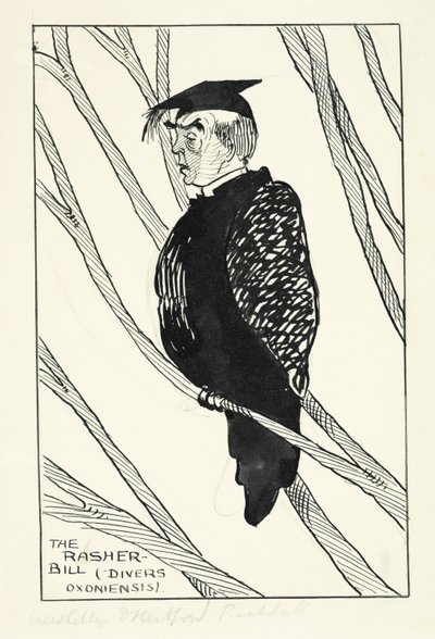 The Rasher-Bill (Divers Oxoniensis): Hastings Rashdall (1858-1924) (penna & bläck och penna på papper) av English School