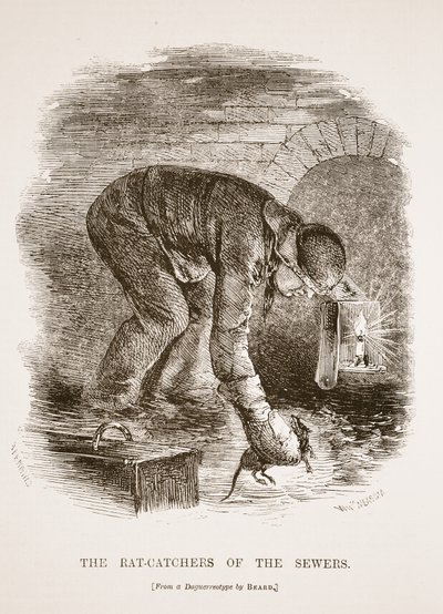 Råttfångarna av avloppen, från daguerreotypien av Richard Beard, illustration från London Labor och London Poor av Henry Mayhew, pub. 1862 av English School