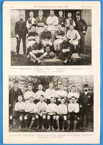 The Ravensbourne och The Connaught, fotbollslag med i The Illustrated Sporting and Dramatic News, 13 februari 1892 av English School