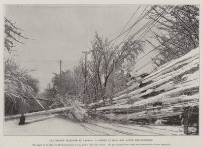 The Recent Blizzard i Kanada, en gata i Hamilton efter Blizzard (litho) av English School