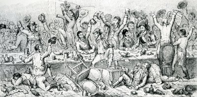 Reformers Dinner, illustration hämtad från satirikern, 1809 av English School
