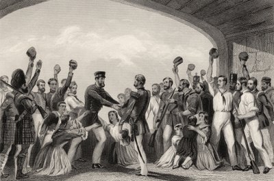 The Relief of Lucknow av General Havelock, 25 september 1857, från "The History of the Indian Mytery", publicerad 1858 av English School