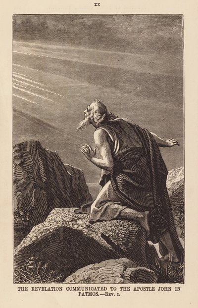 Uppenbarelsen som förmedlades till aposteln Johannes på Patmos (gravyr) av English School