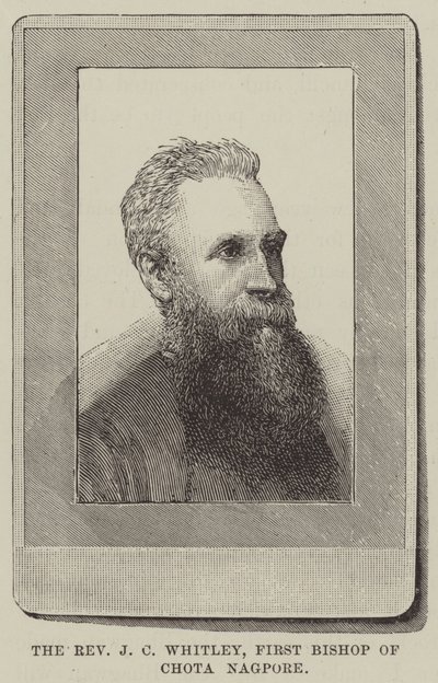 Pastor J C Whitley, förste biskop av Chota Nagpore (gravyr) av English School