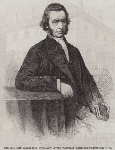 Pastor John Rattenbury, president för Wesleyan Methodist Society för 1861-62 (gravyr) av English School