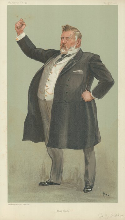 The Right Hon Richard John Seddon, King Dick, 17 april 1902, Vanity Fair tecknad film av English School