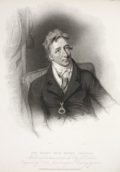 The Right Honorable Henry Grattan, eng J. Godby från originalteckning av A. Pope, 1810 av English School