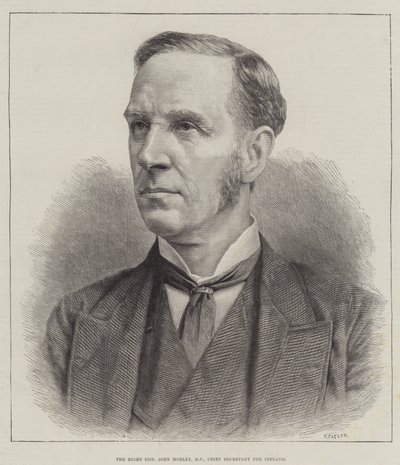 The Right Honorable John Morley, MP, Chief Secretary för Irland (gravyr) av English School