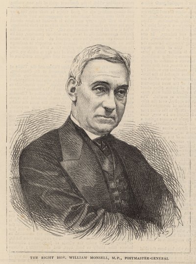 Rätten ärade William Monsell, generalpostmästare av English School