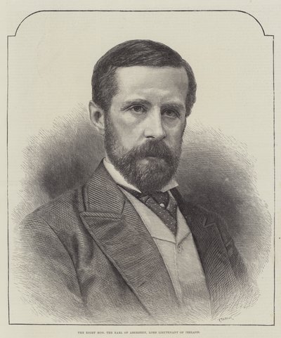 The Right Honorable Earl of Aberdeen, Lord Lieutenant of Ireland (gravyr) av English School