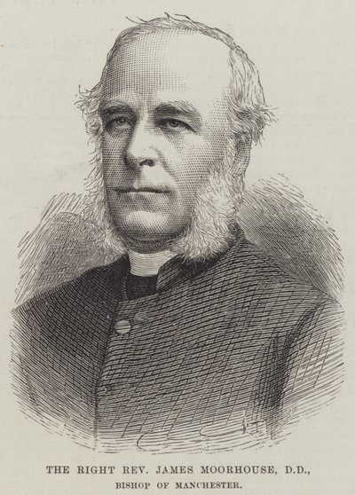 The Right Reverend James Moorhouse, DD, biskop av Manchester (gravyr) av English School