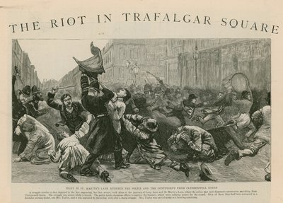The Riot in Trafalgar Square: Strid i St Martins Lane mellan polisen och kontingenten från Clerkenwell Green av English School