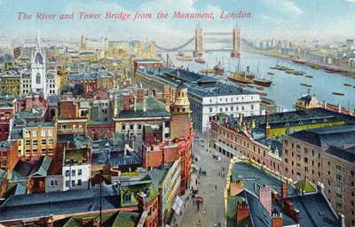 Themsen och Tower Bridge, c.1920 av English School