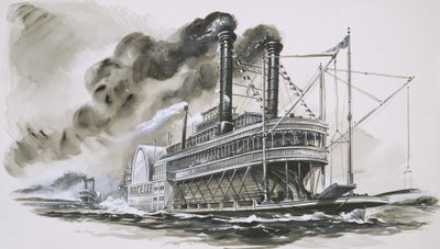 Robert E Lee leder Natchez i deras berömda lopp uppför Mississippifloden av English School