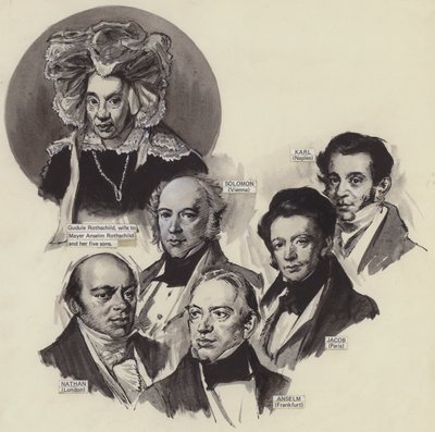 Familjen Rothschild (gouache på papper) av English School