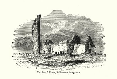 Det runda tornet, Tullosherin, Dungarvan (gravyr) av English School