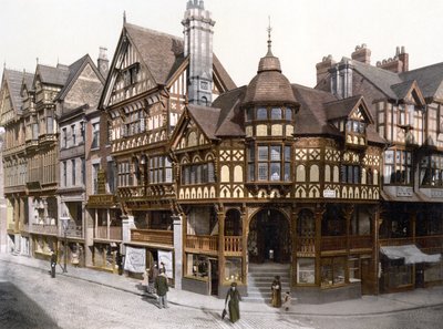 The Rows, Chester (handfärgat foto) av English School
