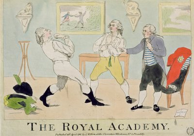 Royal Academy, pub. av S.W. Fores, 1786 (färgad etsning) av English School