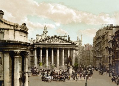 The Royal Exchange, London (handfärgat foto) av English School