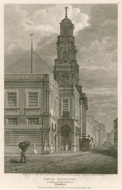 The Royal Exchange, London, med utsikt mot sydväst av English School