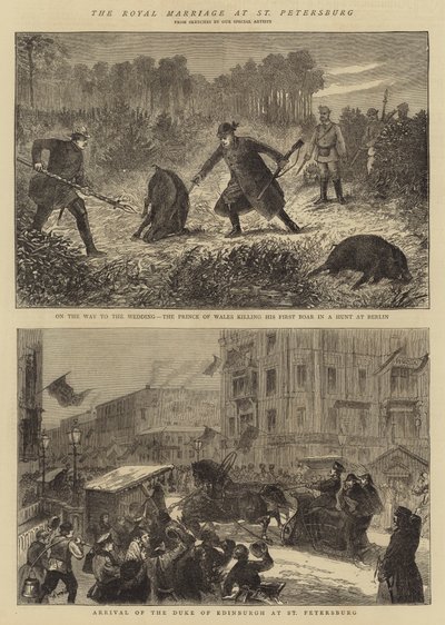 Det kungliga bröllopet i St Petersburg (gravyr) av English School