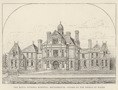 Royal Victoria Hospital, Bournemouth, öppnat av Prince of Wales (gravyr) av English School