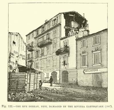Rue Debray, Nice, skadad av jordbävningen på Riviera, 1887 av English School