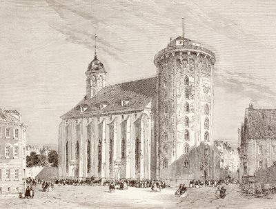 Rundetarn eller Rundetornet i Köpenhamn, Danmark under artonhundratalet (litho) av English School
