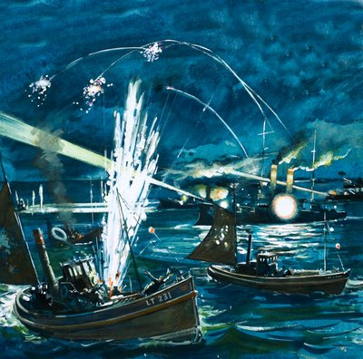 De russiske styrker tager fejl af en britisk fiskerflåde for at invadere Japaneseswed av English School