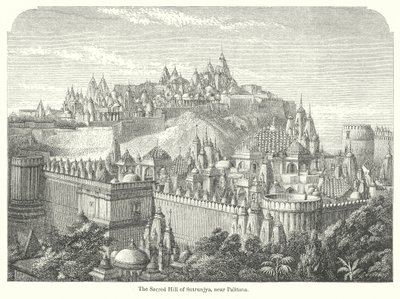 Den heliga kullen Sutrunjya, nära Palitana (gravyr) av English School