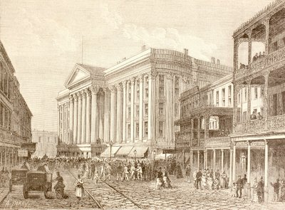 Saint Charles Hotel på St. Charles Street, New Orleans på 1880-talet (litho) av English School
