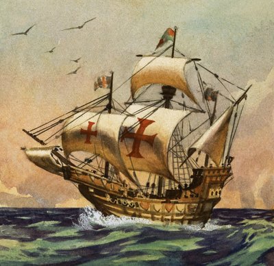 Santa Maria som 1492 tog Columbus till den nya världen av English School