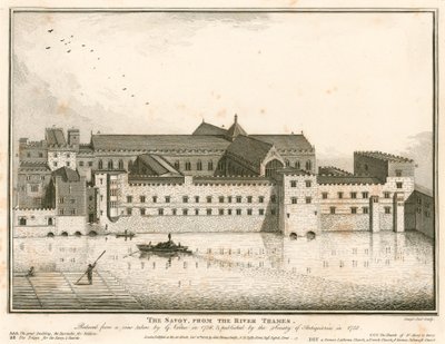 The Savoy, London, från Themsen av English School
