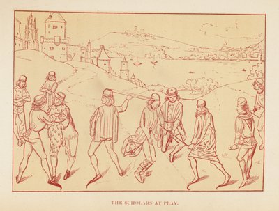 The Scholars at Play (färglitografi) av English School