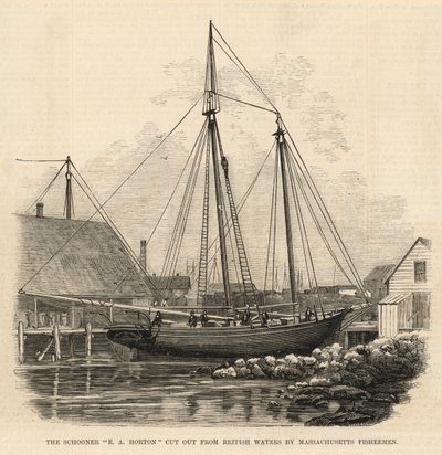 Schooner E A Horton utskuren från brittiska vatten av Massachusetts fiskare av English School