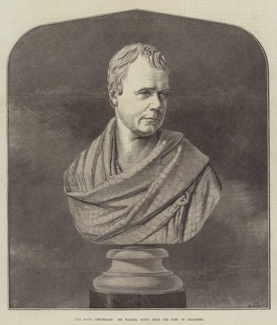 The Scott Centenary, Sir Walter Scott, från bysten av Chantrey (gravyr) av English School