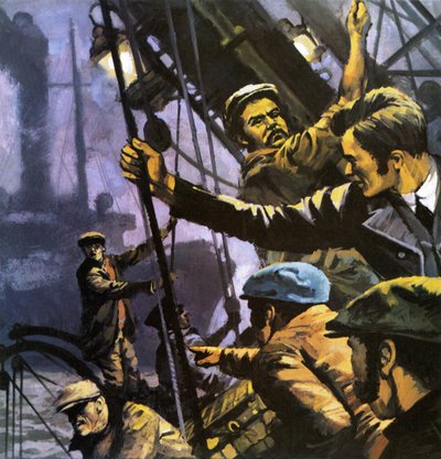 Havsvargen. Illustration till boken av Jack London. av English School