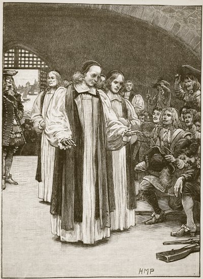 De sju biskoparna som går in i tornet, illustration från Cassells Illustrated History of England (sepiafoto) av English School