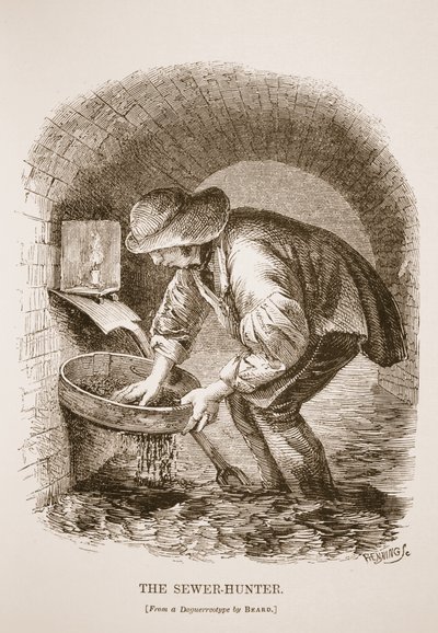 The Sewer-Hunter, från daguerreotypien av Richard Beard, illustration från London Labor och London Poor av Henry Mayhew, pub. 1862 av English School